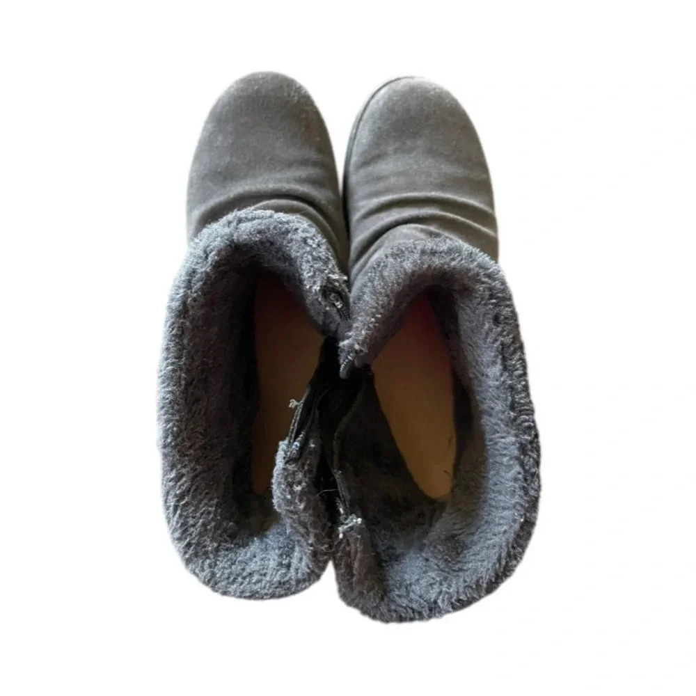 BareTraps Gray Suede Leather Faux Fur Larkspur Women’s Ankle Boots 7M - Picture 4 of 15